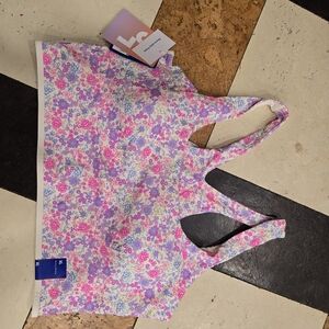 JoyLab Floral Print Bra - Pink, Purple, Blue